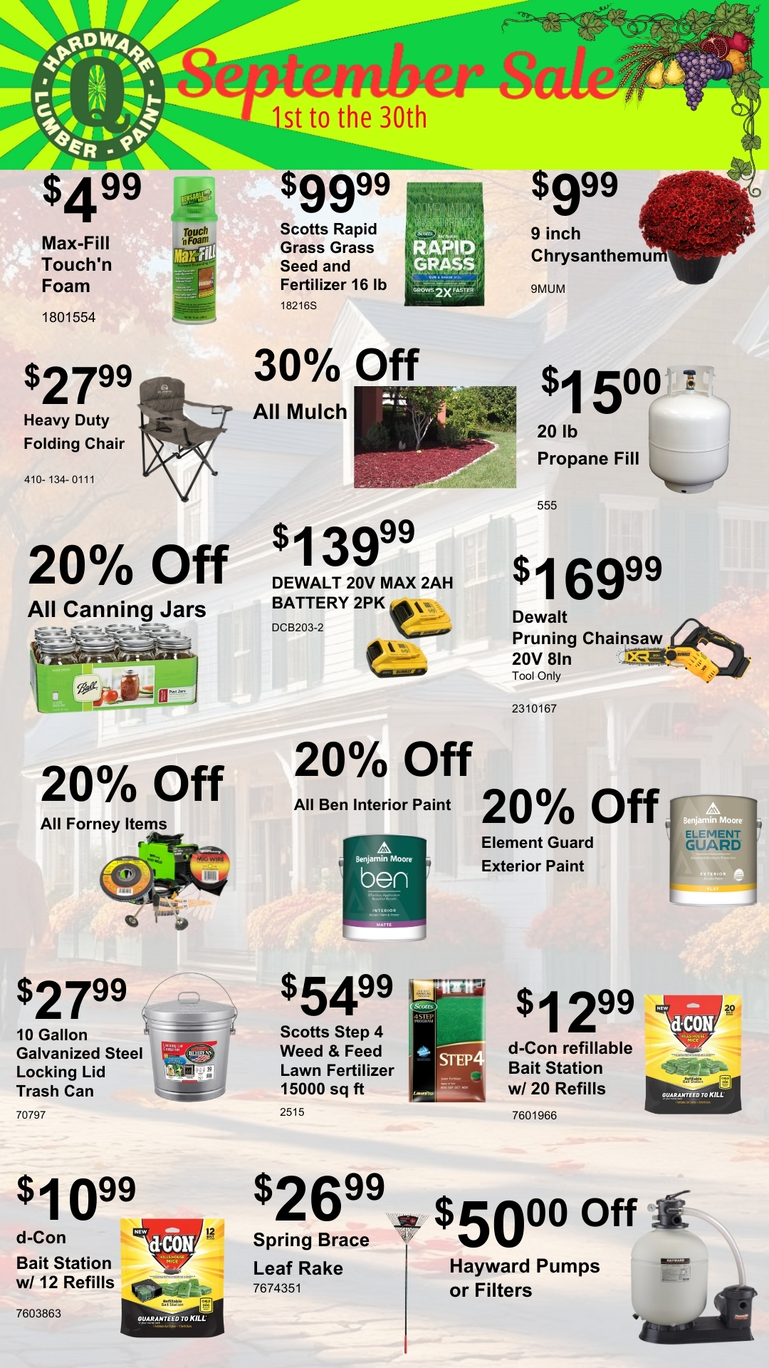 Items on sale in September
